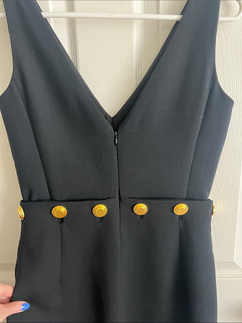 Tory Burch Freemont Jumpsuit Classic Black V-Neck with Gold Button Detail - Picture 6 of 8
